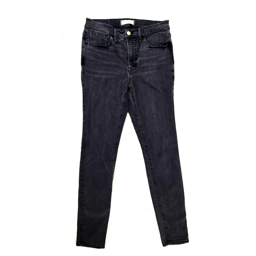 Madewell Road Tripper Skinny Jeans Women's 28 Black Faded Denim Mid Rise Stretch